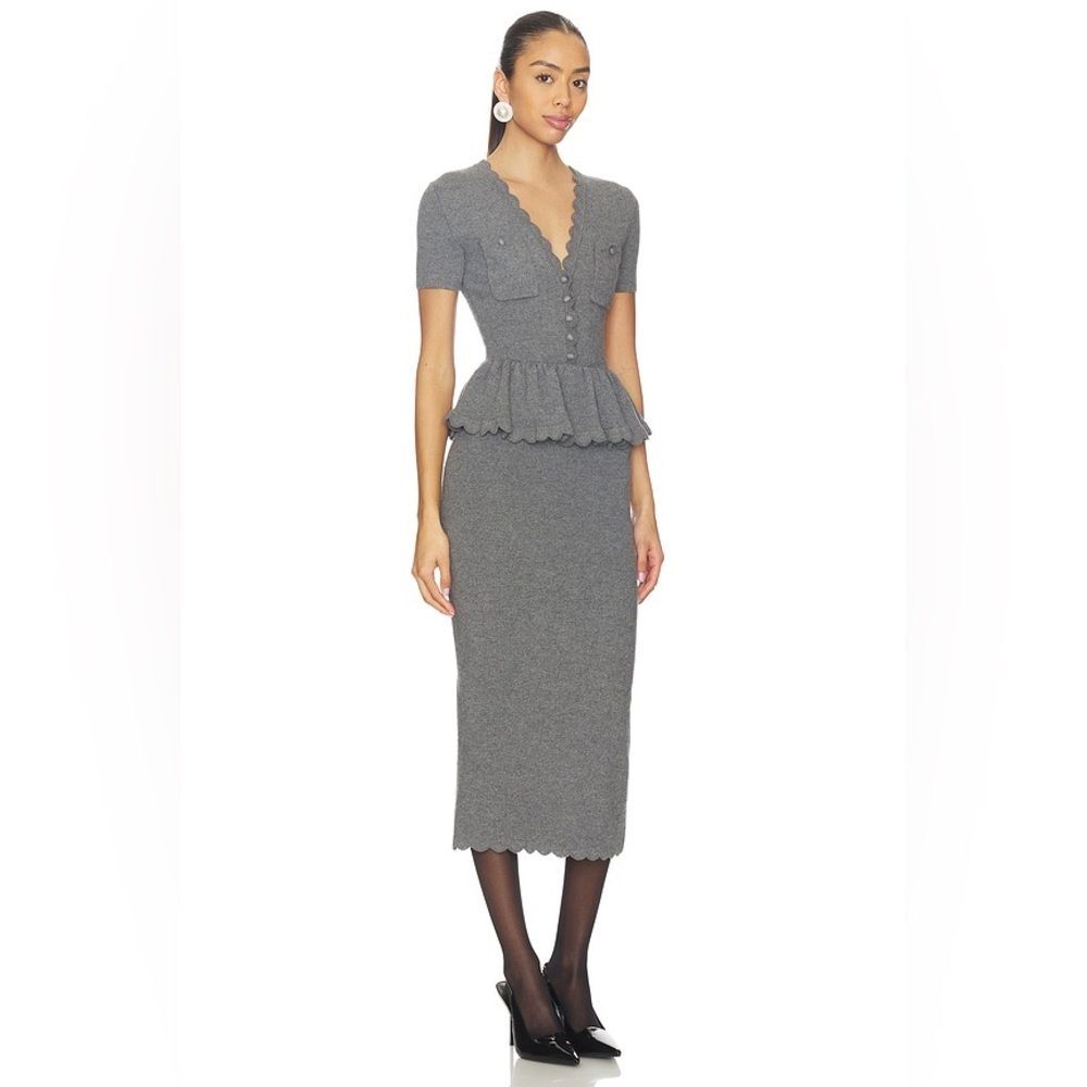 Self-Portrait Gray Peplum Midi Dress - Picture 5 of 14
